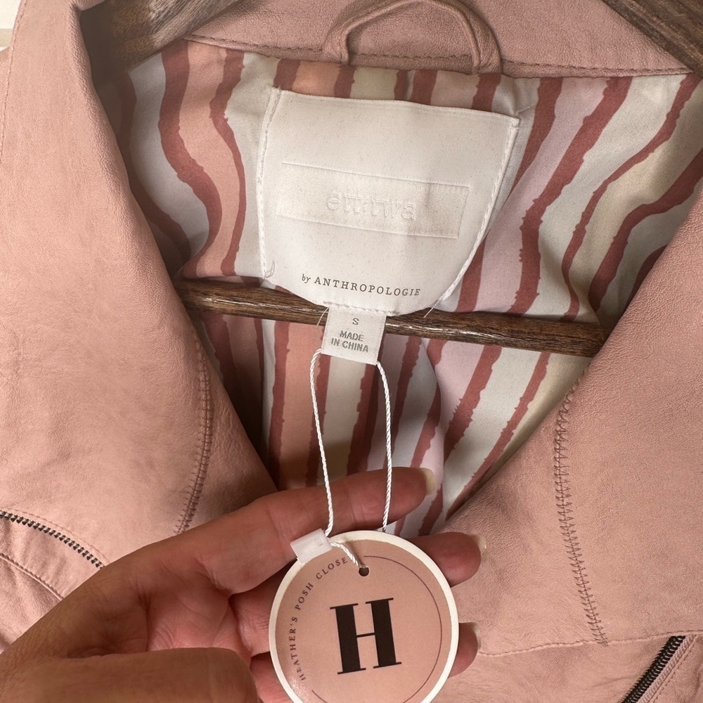 Anthropologie faux leather jacket in adorable dusty rose - Picture 8 of 14